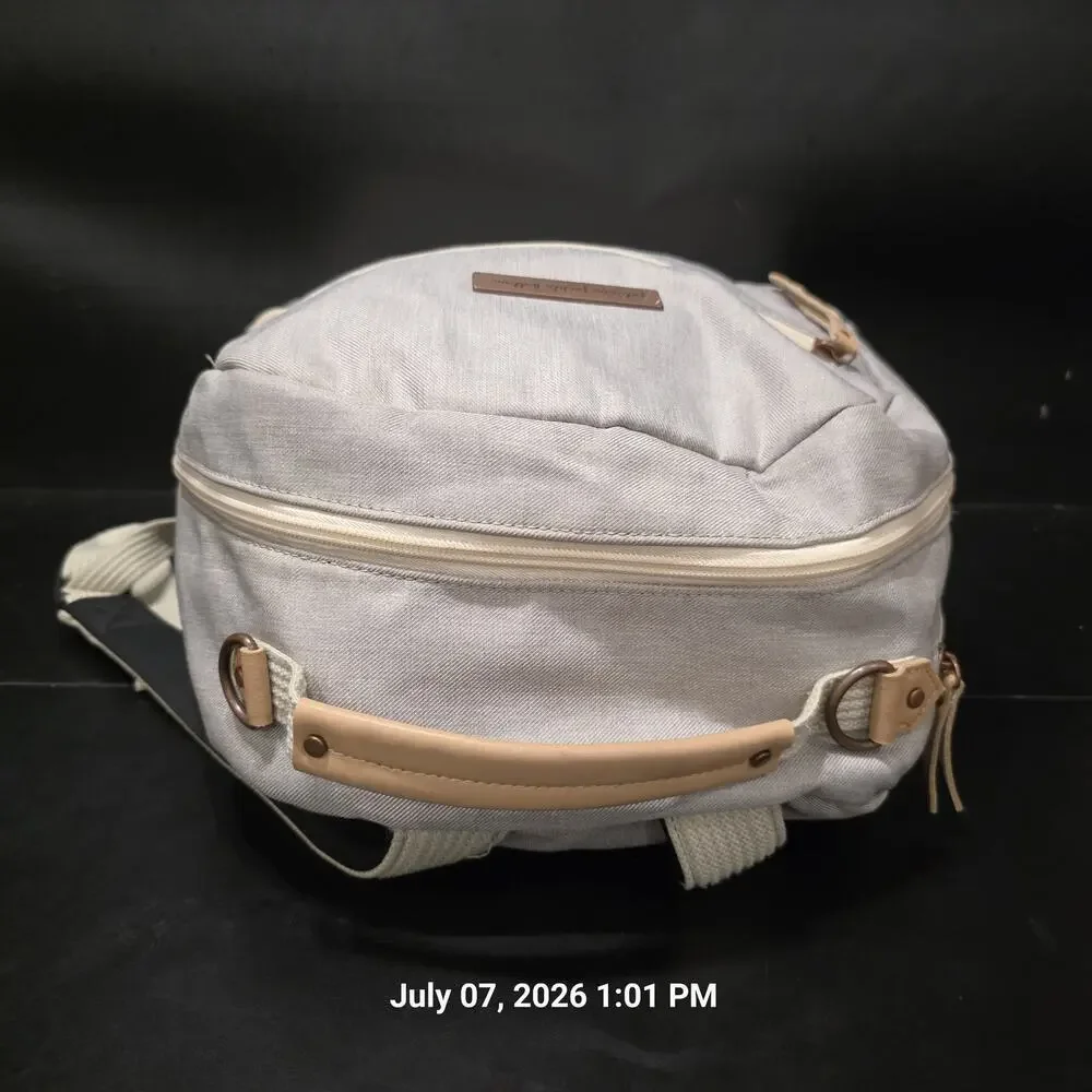 Petunia Pickle Bottom Gray Floral Diaper Bag Boxy Backpack With Changing Pad